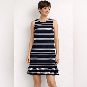 EUC Sara Campbell Navy and White Striped Dress